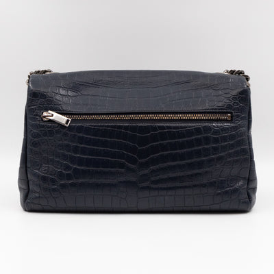 West Hollywood Medium Blue Croc Embossed Leather