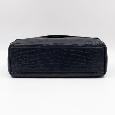 West Hollywood Medium Blue Croc Embossed Leather