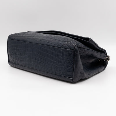 West Hollywood Medium Blue Croc Embossed Leather