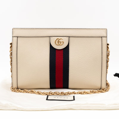 Ophidia GG Small Shoulder Bag White Leather