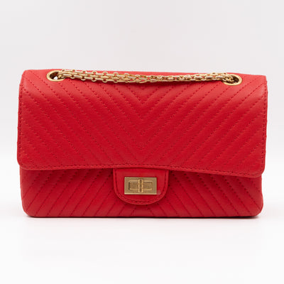 2.55 Reissue 225 Medium Red Chevron Leather
