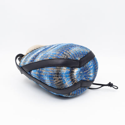 Tie-dye Linen Blue Raffia Bucket Bag
