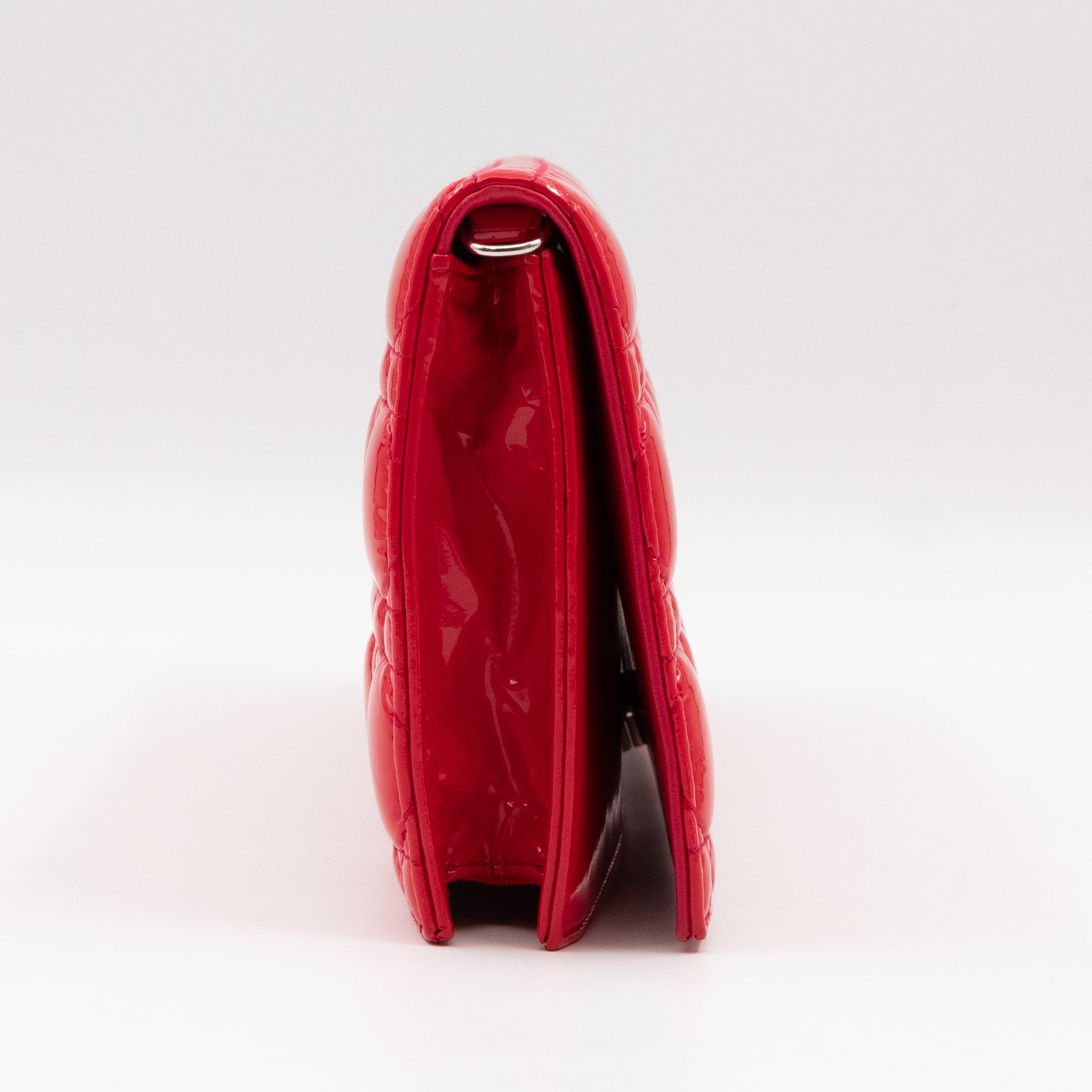 Lady Dior Clutch with Chain Red Cannage Patent Leather