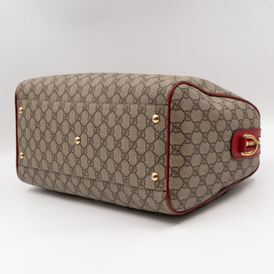 Top Handle Boston Bag GG Supreme Red Embroidered