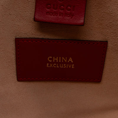 Top Handle Boston Bag GG Supreme Red Embroidered