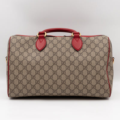 Top Handle Boston Bag GG Supreme Red Embroidered