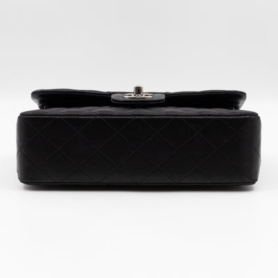 Classic Double Flap Small Black Lambskin Silver