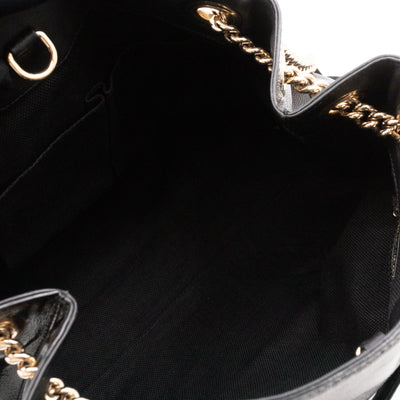 Soho Tassel Chain Tote Crumpled Black Patent Leather