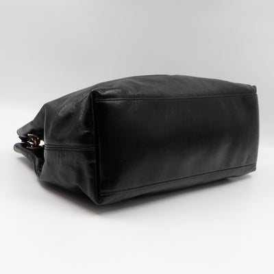 Soho Tassel Chain Tote Crumpled Black Patent Leather
