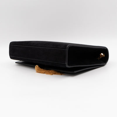 Kate Medium Tassel Black Suede Leather Gold