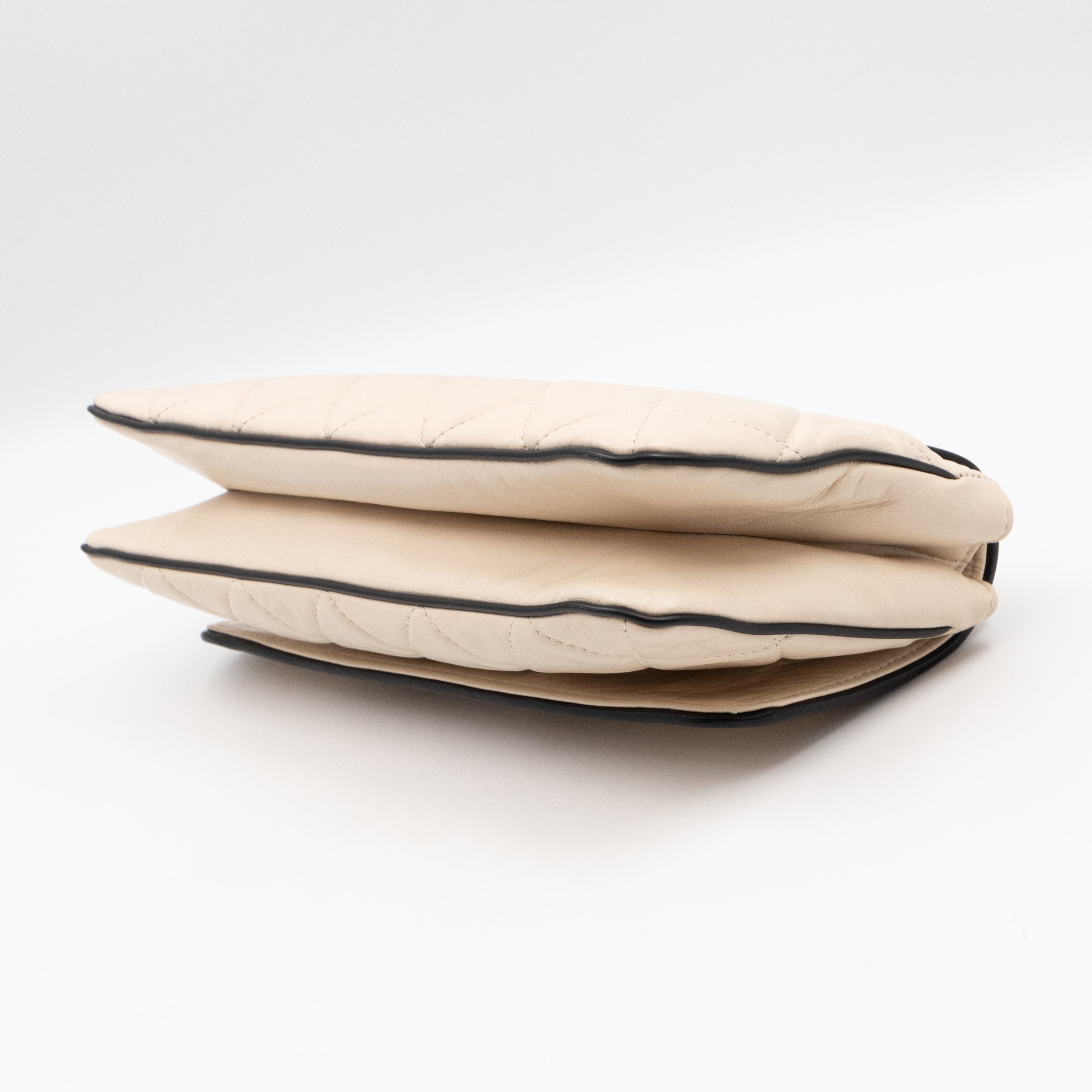 East West Mademoiselle Flap Bag White Leather