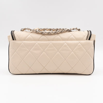 East West Mademoiselle Flap Bag White Leather