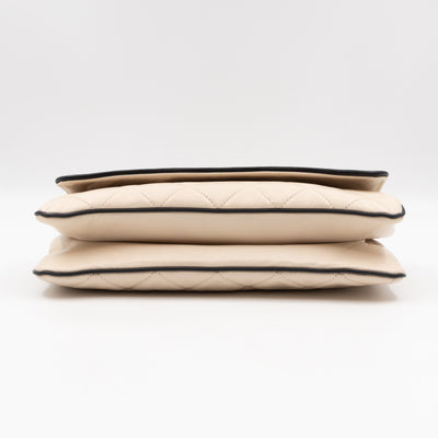 East West Mademoiselle Flap Bag White Leather
