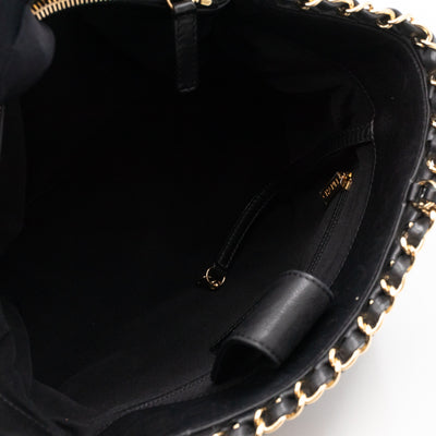 Chain Me Tote Black Calfskin Leather