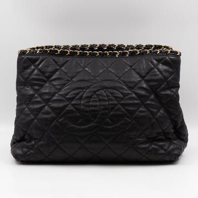 Chain Me Tote Black Calfskin Leather