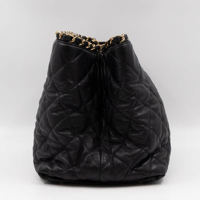 Chain Me Tote Black Calfskin Leather