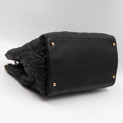 Chain Me Tote Black Calfskin Leather