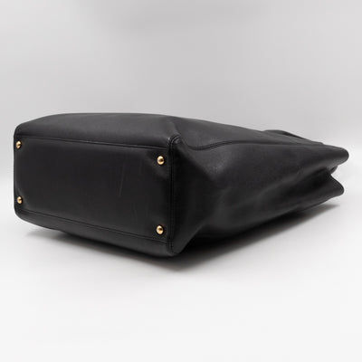 Tall Cerf Tote Black Leather Gold