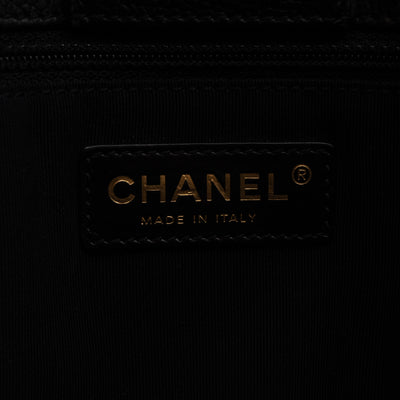 Tall Cerf Tote Black Leather Gold