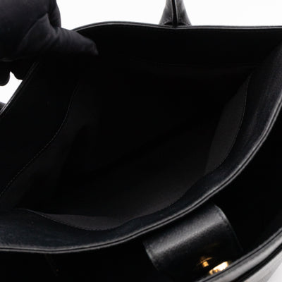Tall Cerf Tote Black Leather Gold