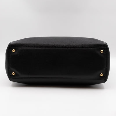 Tall Cerf Tote Black Leather Gold