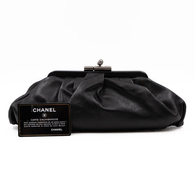 Monte Carlo Clutch Black Leather