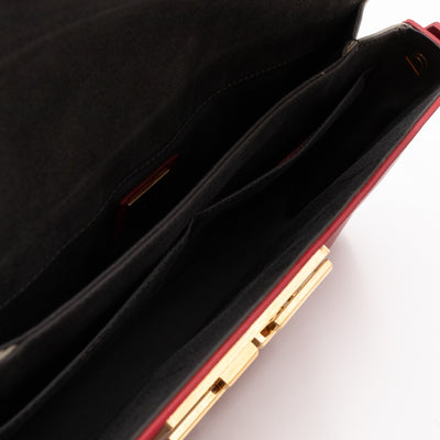 3 Baguette Shoulder Bag Red Leather