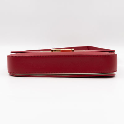 3 Baguette Shoulder Bag Red Leather