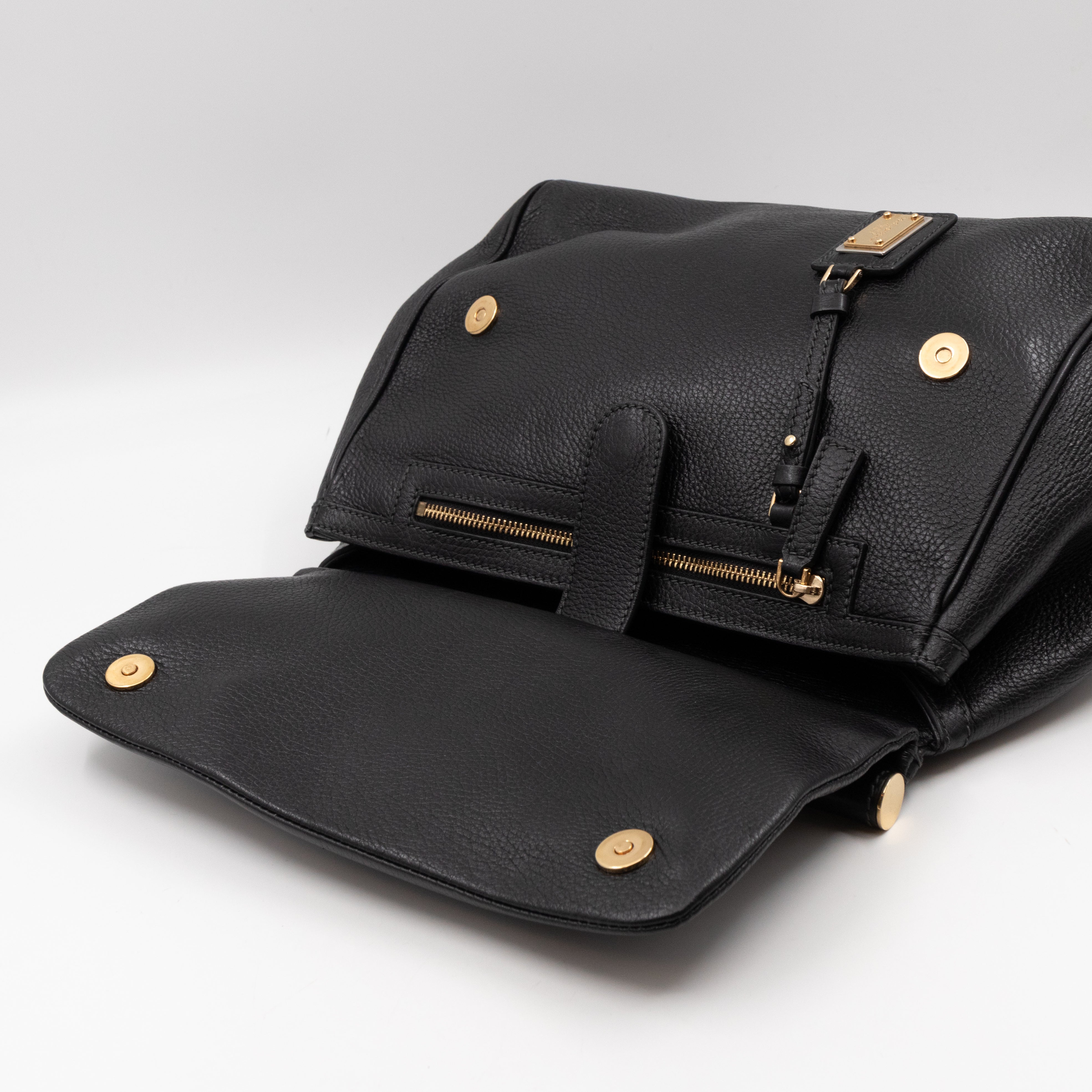 Sicily Large Black Dauphine Leather