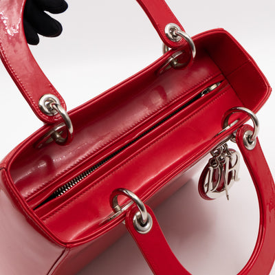 Lady Dior Medium Red Smooth Patent Leather