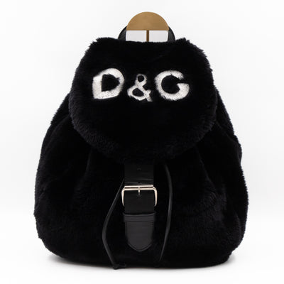 Vintage Faux Fur Backpack Black