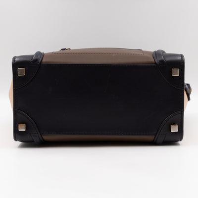 Micro Luggage Beige Brown Black Leather