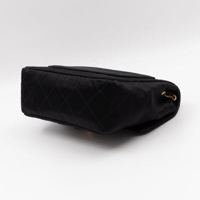 Classic Flap Mini Square Black Satin Vintage
