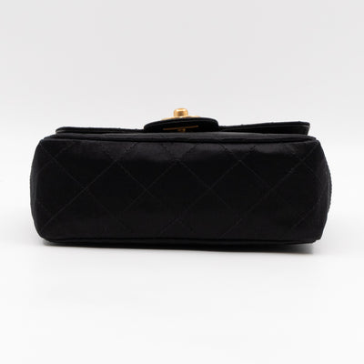Classic Flap Mini Square Black Satin Vintage