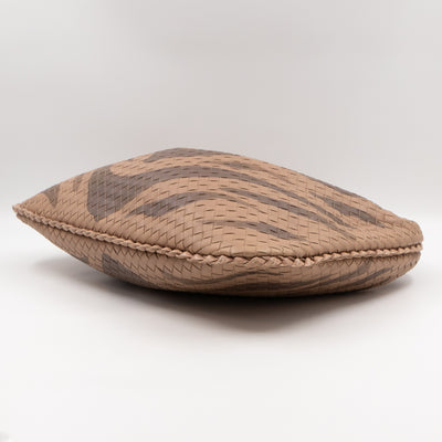 Veneta Hobo Bag Intrecciato Beige Zebra Print Leather Snakeskin Trim