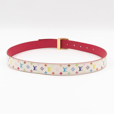 LV Cut Reversible Belt Multicolore White Belt 80/32