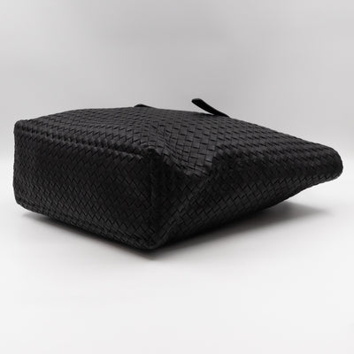 Vertical Tote Small Intrecciato Black Leather
