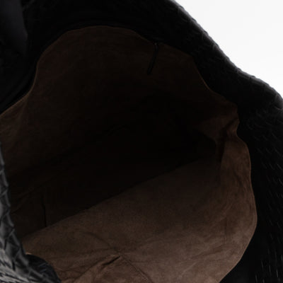 Vertical Tote Small Intrecciato Black Leather