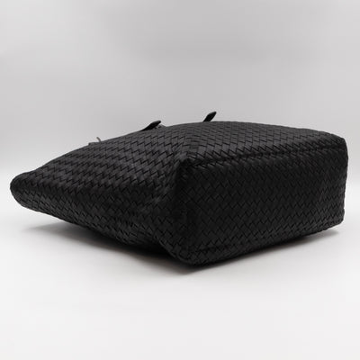 Vertical Tote Small Intrecciato Black Leather