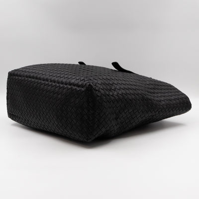 Vertical Tote Small Intrecciato Black Leather