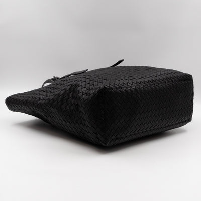 Vertical Tote Small Intrecciato Black Leather