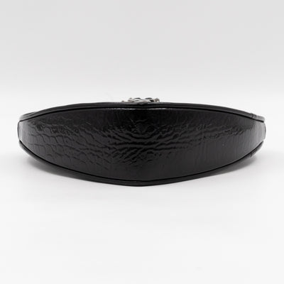 Sac Coeur Heart Clutch Black Croc Embossed Patent Leather