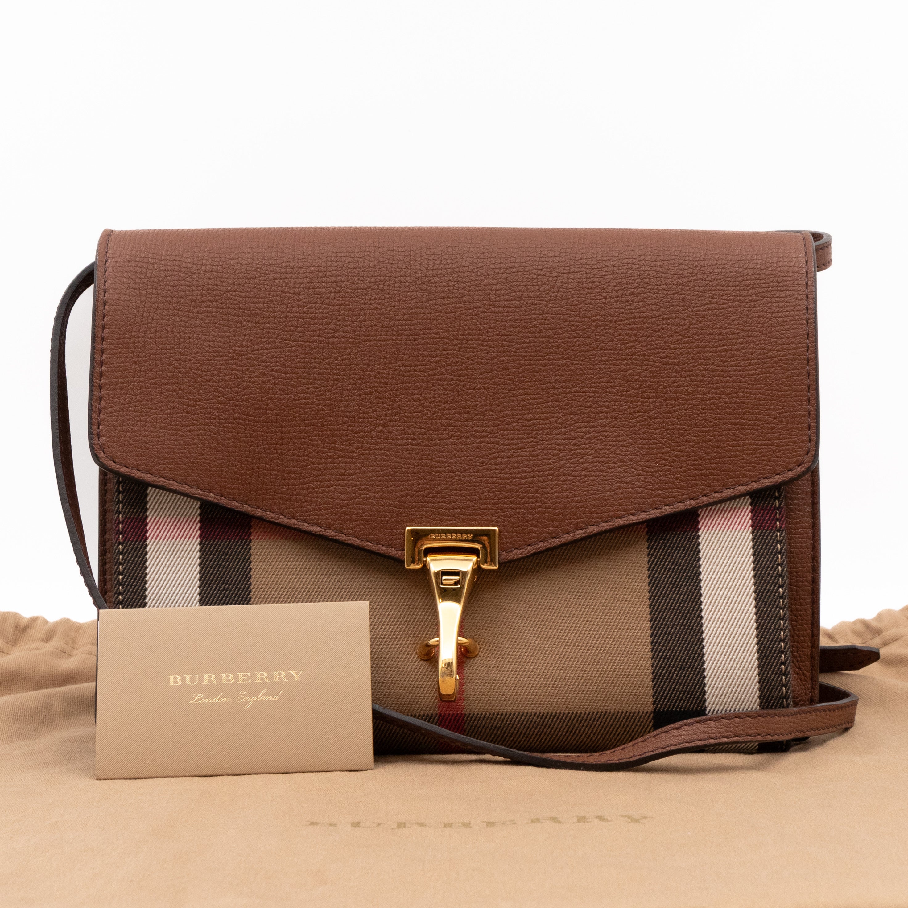 Macken Crossbody Bag House Check & Brown Leather