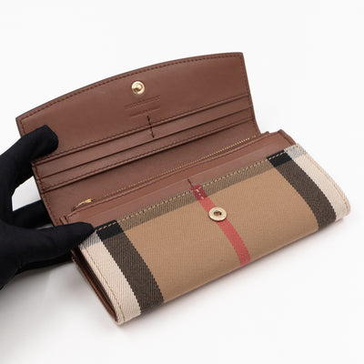 Continental Wallet House Check & Tan Leather