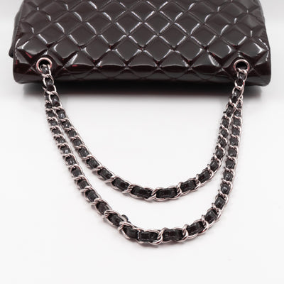 Classic Single Flap Maxi Purple Patent Silver