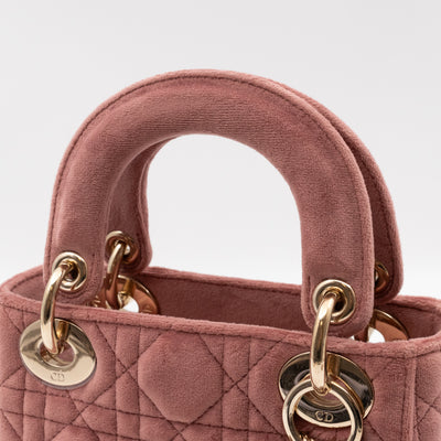 Lady Dior Mini Blush Pink Velvet