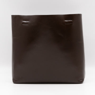 Logo Tote with Pouch Brown Vitello Leather