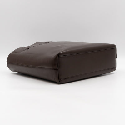Logo Tote with Pouch Brown Vitello Leather