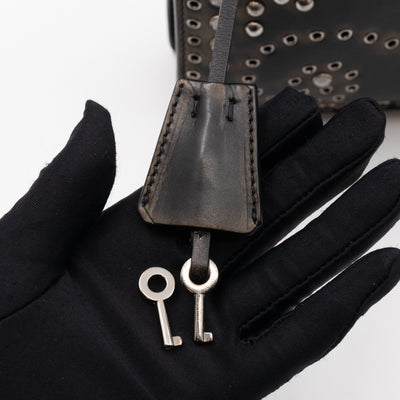 Studded Grommet Clutch Dark Brown Leather