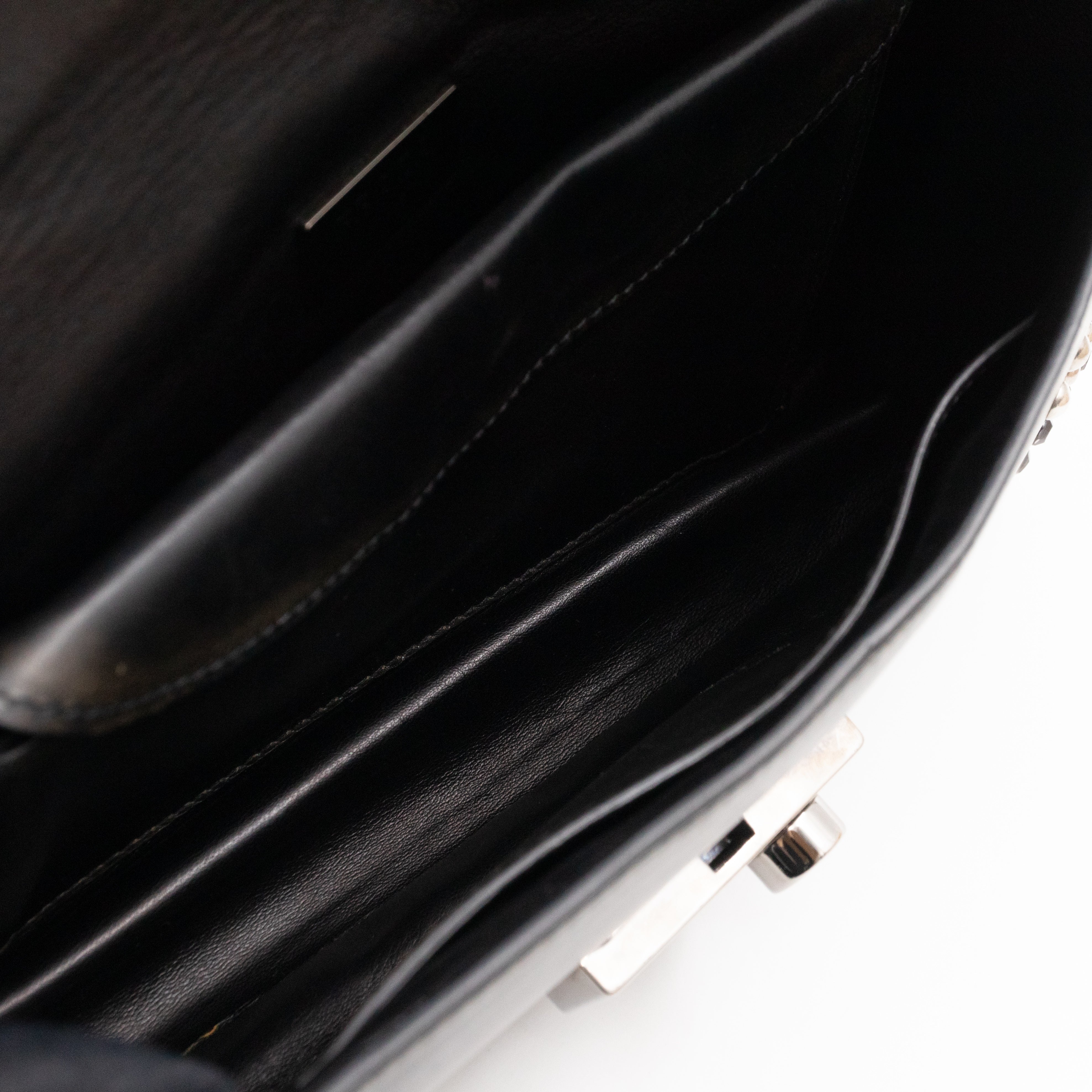 Studded Grommet Clutch Dark Brown Leather